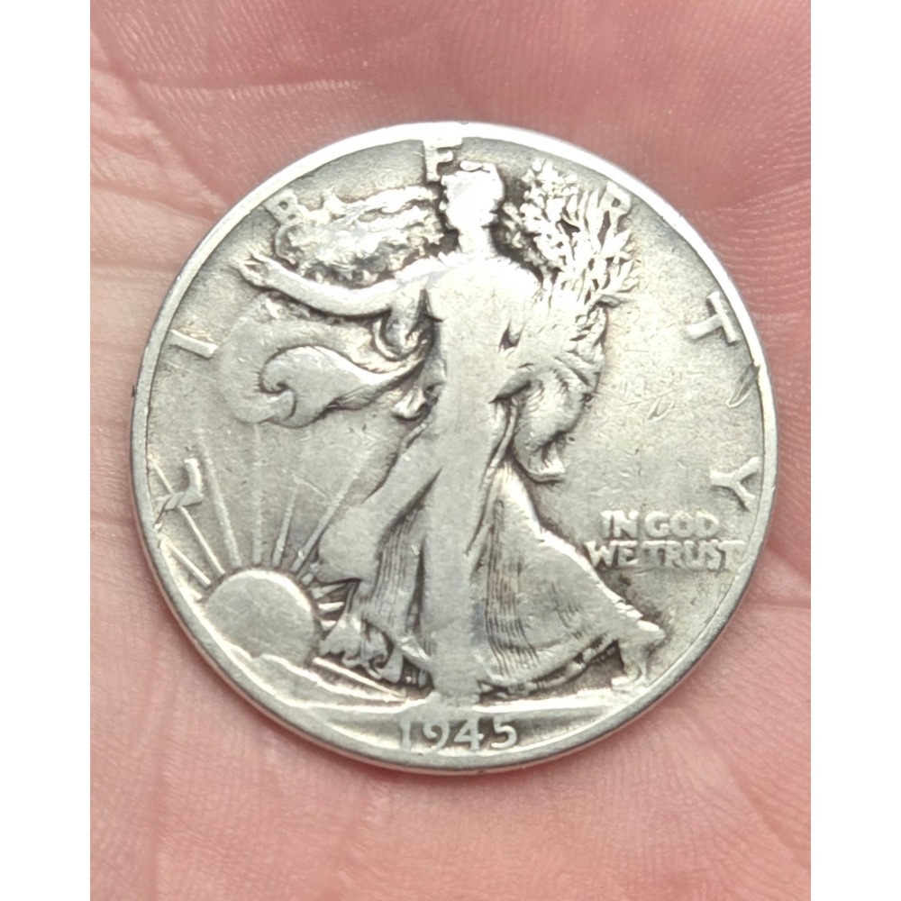 1945 Walking Liberty Half Dollar 90% Silver US Coin Philadelphia Mint